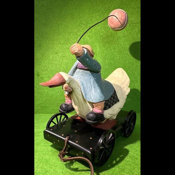 Williraye Studios Folk Art ~ GIRL W/BALLOON ON GOOSE (pull Toy Wagon) ~  WW1424 - Picture 5 of 9